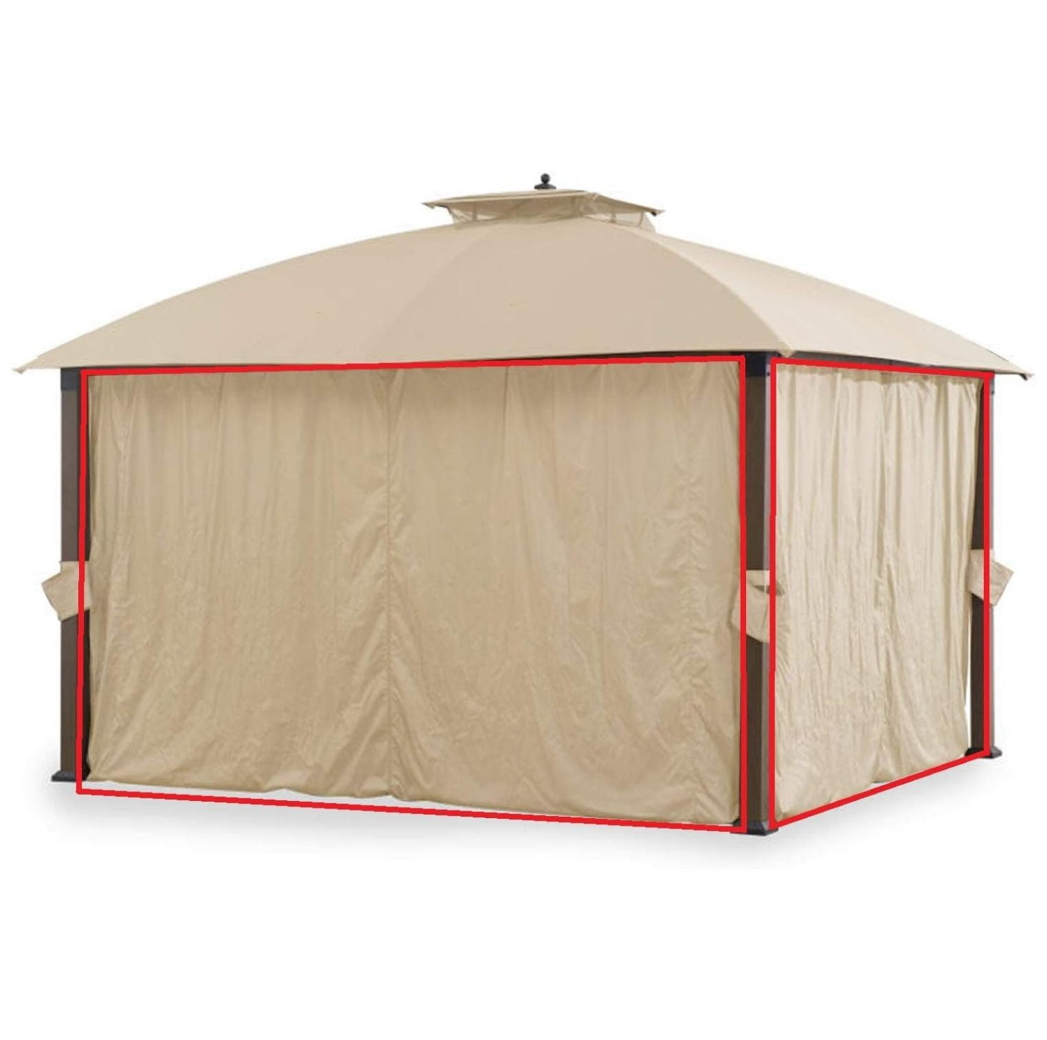 Beige Whisper 10' x 12' Replacement Privacy Curtain Set for Two-Tiered Gazebo