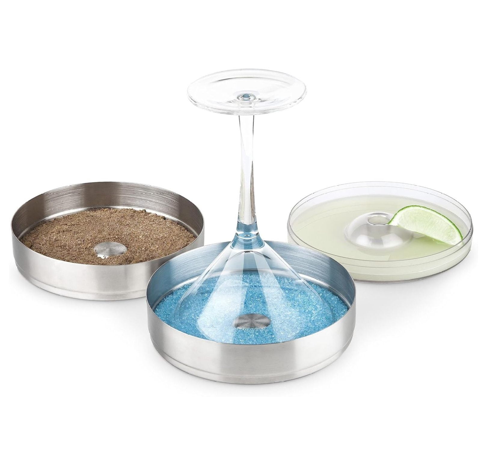 Liquid Cocktail Rimmer Jiowenm Stainless Steel 2 Tier Cocktail Rimmer with Lid (FTA7061 ...