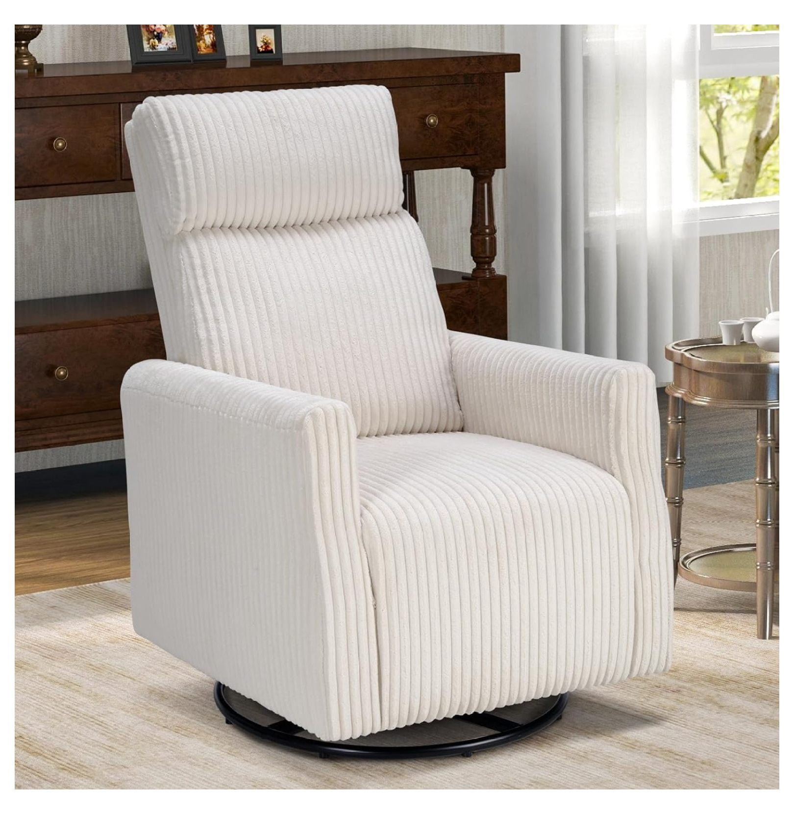 Jiowenm Swivel Accent Chair, Modern Soft Fabric Rocker Chair with High ...