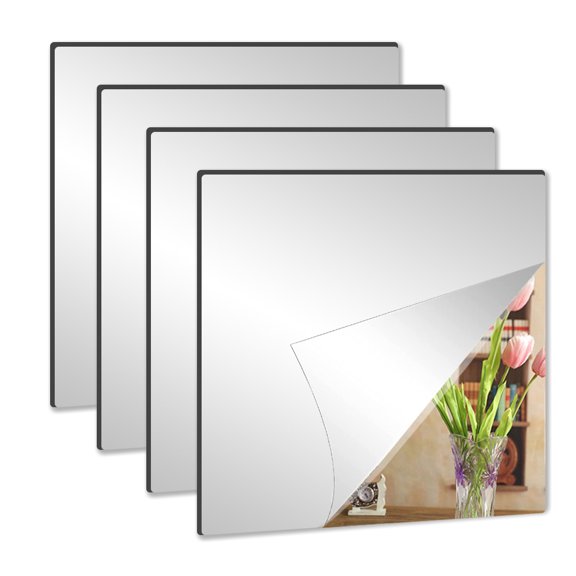Jitejoe 8"x8" Acrylic Wall Mirror Tiles, Set of 4