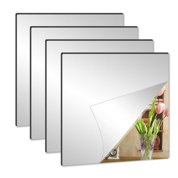 Jitejoe Wall Mirror Tiles,8"x8"x4PCS,Full Length Mirror Tiles,Flexible