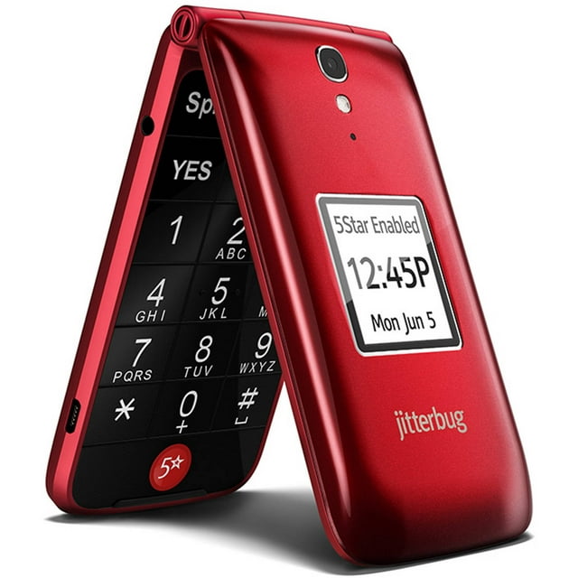 Jitterbug 4043SJ6RED Flip Easy-to-Use 4G Prepaid Cell Phone for Seniors Red