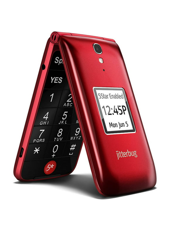 Jitterbug 4043SJ6RED Flip Easy-to-Use 4G Prepaid Cell Phone for Seniors Red
