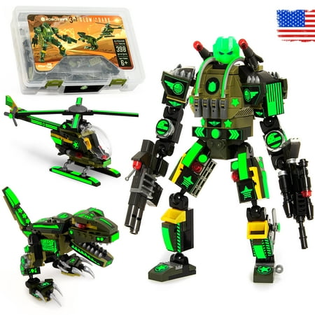 JitteryGit Army Dinosaur Robot Stem Building Toy | Gifts for Boys Ages 6 7 8 9 10 11