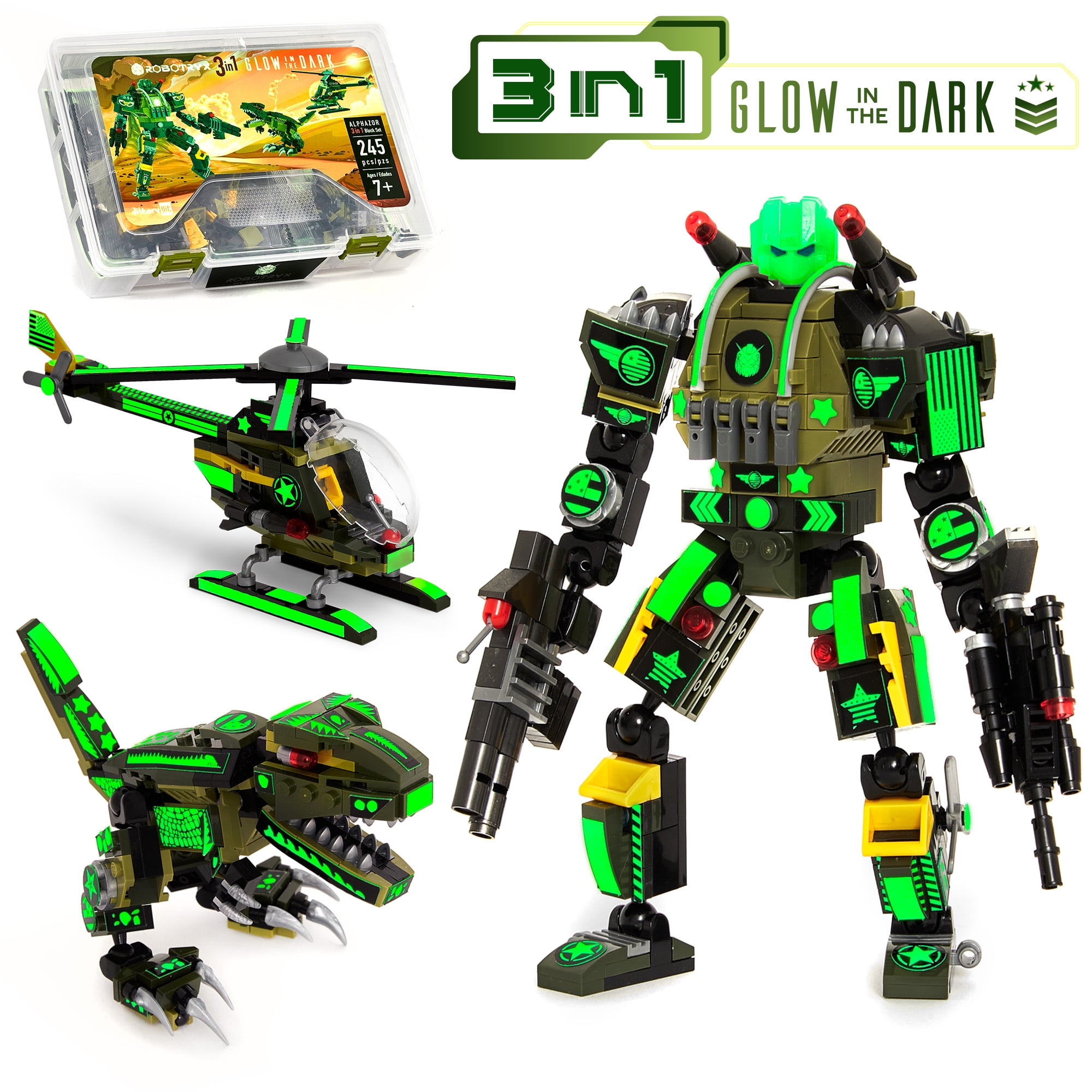 JitteryGit Army Dinosaur Robot Stem Building Toy  Gifts for Boys Ages 6 7  8 9 10 11 