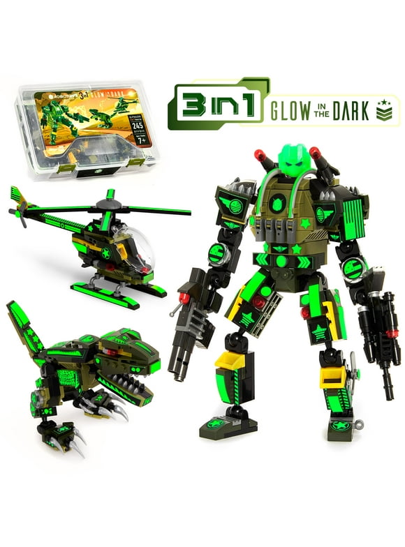JitteryGit Army Dinosaur Robot Stem Building Toy | Gifts for Boys Ages 6 7 8 9 10 11