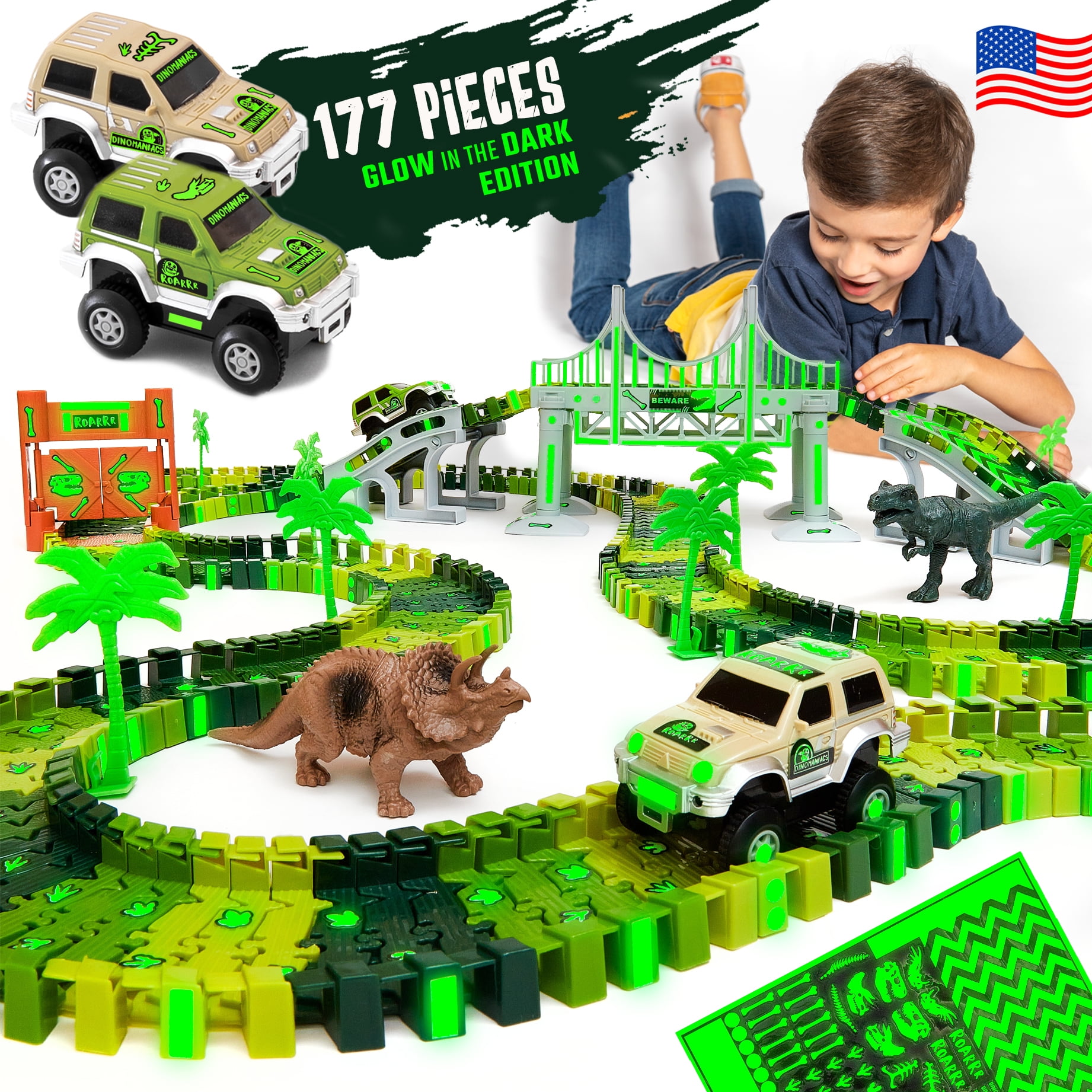 Dinosaur car race track new arrivals
