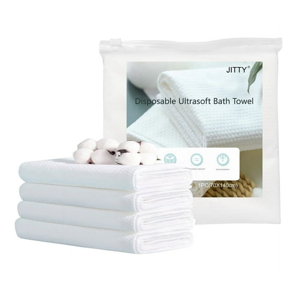 Jitty 4 Pack Disposable Bath Towels Soft Cotton Towel Set for Home Hotel Bathroom Spa Travel Highly Absorbent 27x55 inch