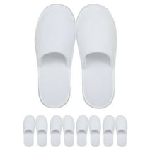 Jitty 5 Pairs Disposable Slippers,Coral Velvet Spa Slipper,Non Slip Slippers,for Women Men Guest Travel Home Hotel (White)