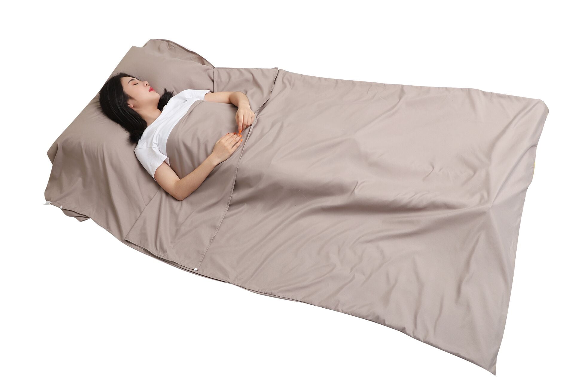 Jitty Sleeping Bag Liner 83"x45",Lightweight Sleeping Bags,Travel Sheet with Pillow Slot for Adult Teen Hotel Travel Camping Home (Khaki)