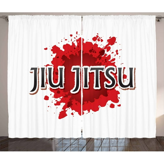Ambesonne Sports Curtains 2 Panel Set, Paint Splash Look Lettering, 108" x 90", Charcoal Grey Vermilion