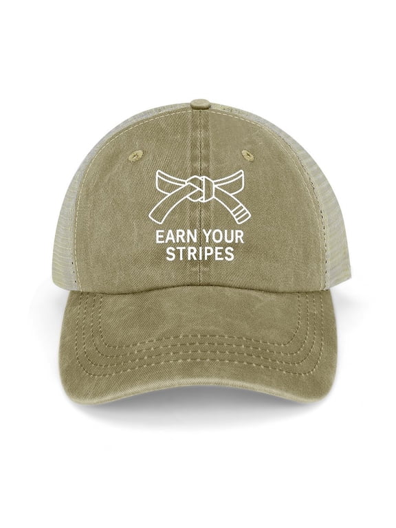 Jiu Jitsu Khaki Adjustable Trucker Baseball Cap for Men Women, Mesh Snapback Hat
