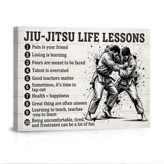 Jiu Jitsu Life Lessons Martial Arts Quote Gracie Training Motivation For Gym Dojo Home Canvas