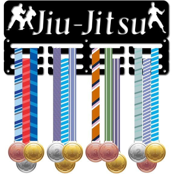 Jiu Jitsu Medal Holder Medal Hanger Hooks Sports Small Metal Awards Ribbons Display Rack Iron Wall Mounted Frame for Runners Competition Race Victory Gymnastics Dance 11.4 x 5.1 Inch