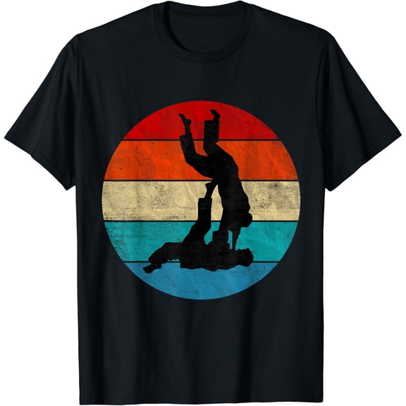 Jiu Jitsu Player Silhouette Vintage Retro Sunset Funny T-Shirt mens t shirt,black,women,funny,misfits,men,journey