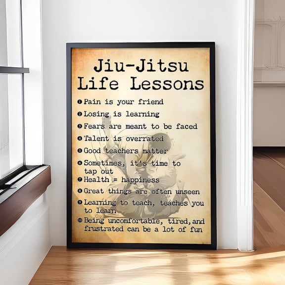 Jiu,Jitsu Poster &, Jiu,Jitsu Life Lessons Inspirational Quote Motivational Wall Art, Home Decor For Boy, Son Home Decor #1614, 12x18 UNFRAMED