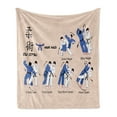 thumbnail image 1 of Jiu Jitsu Soft Flannel Fleece Blanket, Martial Arts Defense Techniques Sport Practice Theme Aikido Karate Judo, Cozy Plush for Indoor and Outdoor Use, 70" x 90", Blush Blue and Black, by Ambesonne, 1 of 5