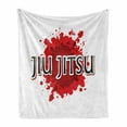 thumbnail image 1 of Jiu Jitsu Soft Flannel Fleece Throw Blanket, Japanese Martial Arts Typography on Color Splash Background, Cozy Plush for Indoor and Outdoor Use, 50" x 60", Charcoal Grey Vermilion, by Ambesonne, 1 of 6