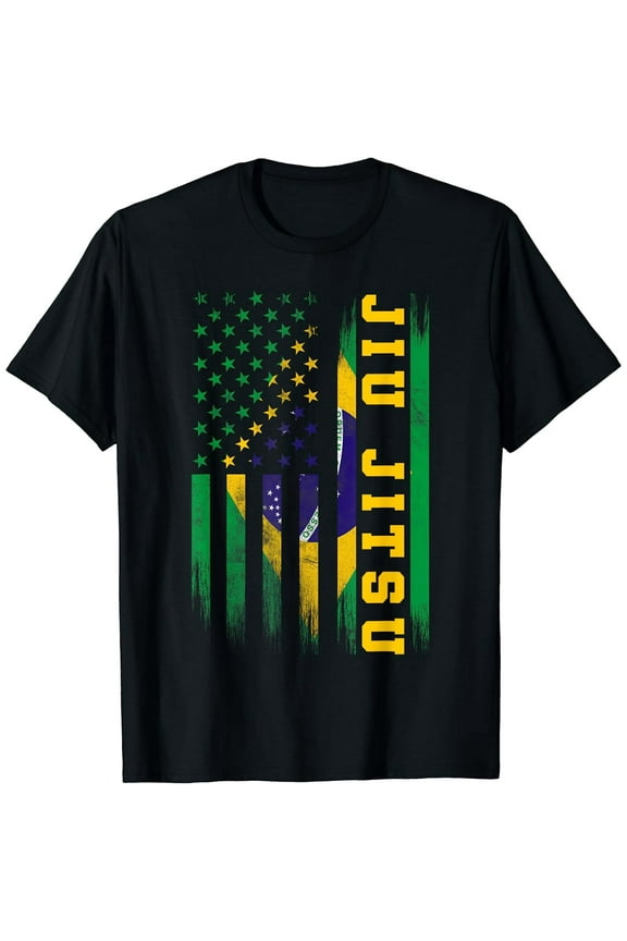 Jiu Jitsu T-Shirt Brazilian BJJ Brazil United States Flag