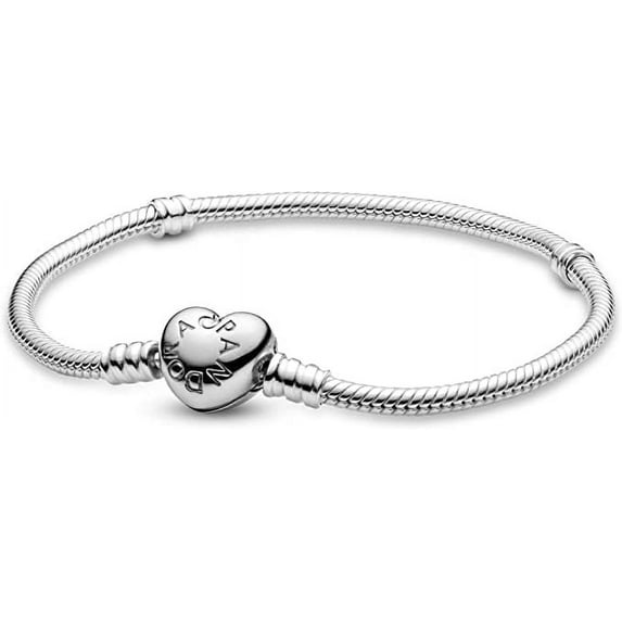 JiuTianYing Heart Clasp Snake Chain Jewelry Moments Charm Bracelet in Silver for Women 19 Cm, Mother's day