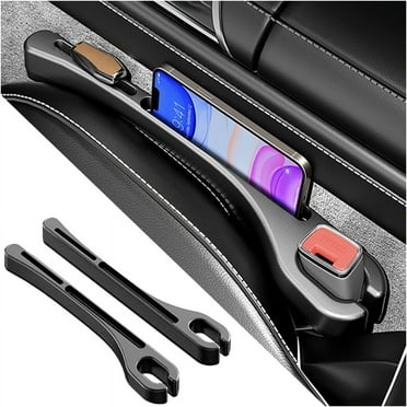 Jiuchu 2PCS Car Seat Gap Filler Organizer for Prevent Falling with Phone Holder[Upgrade Version] (Black)