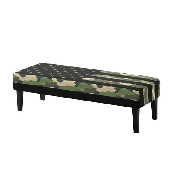 Jiueut American Flag Green Camo Print Bench Covers, Dustproof Bench Seat Protection Chair Seat Decoration Washable Rectangle Chair Slipcover with Elastic Band for Kitchen Home Hotel