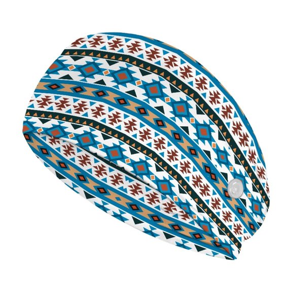 Jiueut Aztec Tribal Nurse Button Headband Medical Assistant Headbands for Women Headbands for Nurses with Buttons for Mask 2 Piece Sports Headband for Men Wide Headbands for Girls