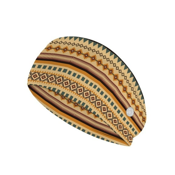 Jiueut Aztec Tribal Nurse Button Headband Nursing Headbands with Buttons for Mask Nurse Headbands for Women with Buttons Wide Headbands for Men Sports Headbands for Teens