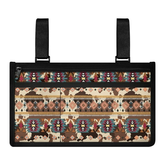 Jiueut Aztec Tribal Wheelchair Armrest Side Hanging Storage Bag Wheelchair Pouch Back Pocket for Seniors Easy to Install Power Wheelchair Armrest Bag Wheelchair Pouch Side