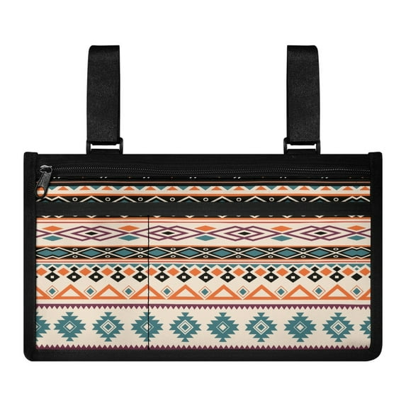 Jiueut Aztec Tribal Wheelchair Bags to Hang on Side 2 Pockets for Men Wheelchair Accessories with Pouches Hang on Side Easy to Install Wheelchair Side Bag for Seniors