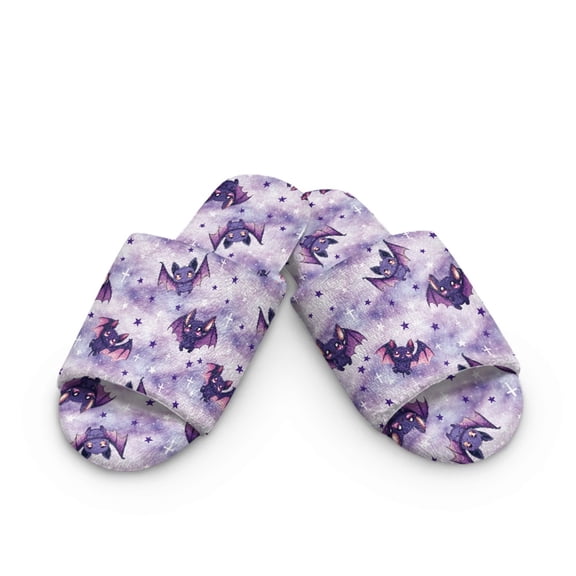 Jiueut Bat Star Tie Dye Pattern Slipper, Breathable Breathable Women's Slippers Anti-Slip Bedroom Shoes with Machine-Washable Design Halloween Decor