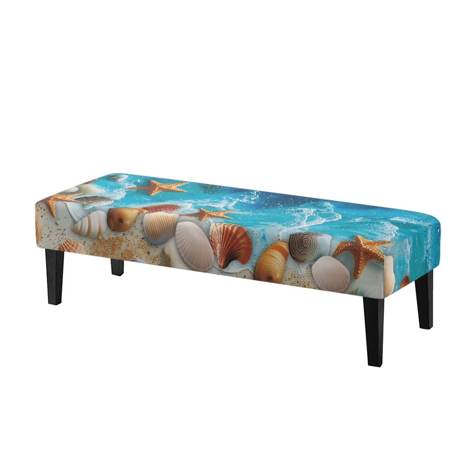 Shells Bench Jiueut Beach Starfish Shell Pattern Dining Bench Cover, Non Slip ...