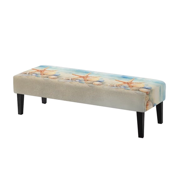 Jiueut Beach Starfish Shell Print Dining Bench Cover, Stain Resistant Chair Seat Protector Cover Dustproof Rectangle Bench Cushion Home Decor Accessorie for Dining Room Living Room Kitchen