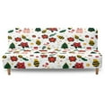 thumbnail image 1 of Jiueut Bee Christmas Tree Poinsettia Snowflake Print Armless Futon Sofa Covers, Washable Sofa Slipcover Stretch Non Armrests Couch Protection with Elastic Bottom for Pet Kids Homes Xmas Decor, 1 of 7