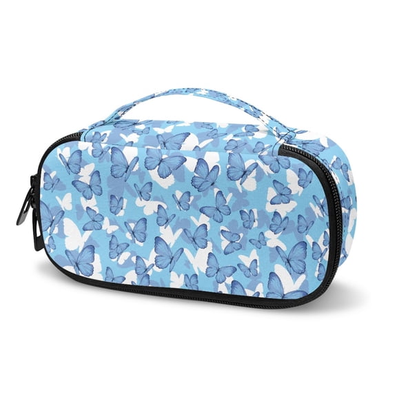 Jiueut Blue Butterfly Insulin Storage Bag Diabetic Care Organizers & Travel Kits Insulin Bags for Women Storage Bags with Zipper for Travel Diabetic Supply Bag with Extra Room