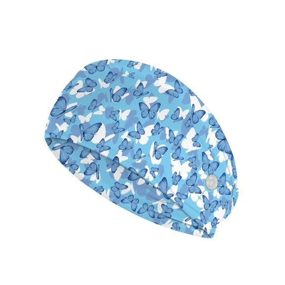 Jiueut Blue Butterfly Nurse Button Headband Medical Field Headbands for Women Headbands for Masks with Buttons for Nurses Sports Headbands for Teens Headbands for Sports