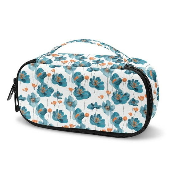 Jiueut Blue Flower Insulin Storage Bag Diabetic Care Organizers & Travel Kits Insulin Bags for Women Storage Zipper Bags for Organizing Insulin Pouch with Extra Room