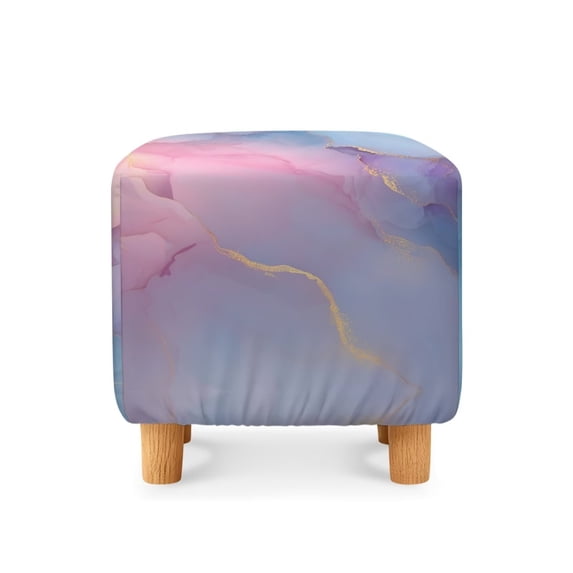Jiueut Blue Golden Marble Print Footstool Slipcover, Anti Slip Square Slipcover with Elastic Bottom Thick Footstool Protection Universal Fit for Most Footrest Sofa