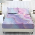 thumbnail image 1 of Jiueut Blue Marble Print Twin Size 3 Pieces Bed Sheet Set, Comfy Bedroom Decoration Cozy Easy Clean Fitted Sheet 2 Pillowcase for Women Men, 1 of 7