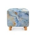thumbnail image 1 of Jiueut Blue White Golden Marble Print Ottoman Slipcover, Breathable Footrest Sofa Slipcovers Soft Washable Covers for Footstool with Stretch Bottom, 1 of 7