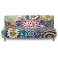 thumbnail image 1 of Jiueut Boho Mandala Print Armless Futon Sofa Cover, Comfortable Non Armrest Couch Chair Covers Anti-Slip Furniture Cover with Elastic Band, 1 of 7