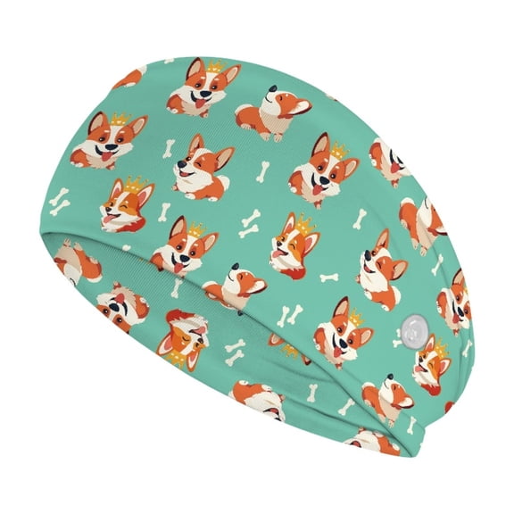 Jiueut Bone Corgi Nurse Button Headband Medical Field Headbands for Women Elastic Sports Headbands Thick Non-Slip Hair Bands for Women and Men Sports Headbands for Teens