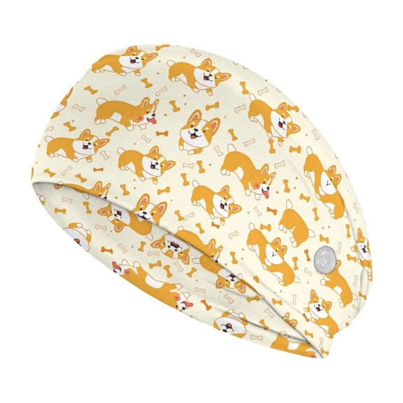 Jiueut Bone Corgi Nurse Button Headband Nursing Headbands with Buttons for Mask 2 Piece Wide Headbands for Girls Non Slip Youth Headbands for Sports Boys Football Headbands for Sports