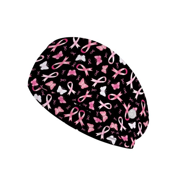 Jiueut Breast Cancer Nurse Button Headband Pink Ribbon Nurse Headbands for Women with Buttons Headbands for Masks with Buttons for Nurses Sports Headbands for Teens