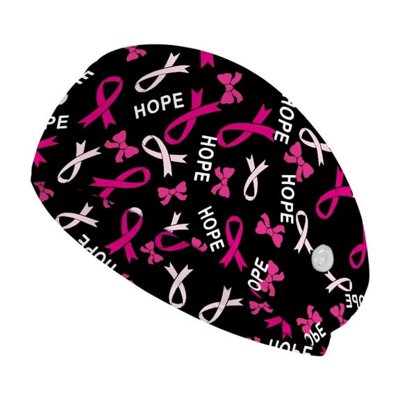 Jiueut Breast Cancer Nurse Button Headband Pink Ribbon Nurse Headbands for Women with Buttons Nurse Button Headband for Mask Sweatband for Running,Workout,Basketball