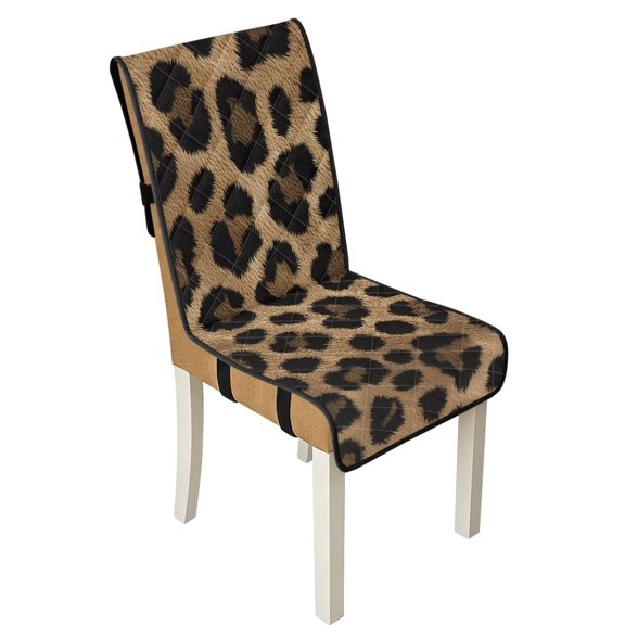 Jiueut Brown Leopard Print 2 Pcs Dining Chair Cover, Anti-Slip Parson Chair Cover Removable Kitchen Chairs Slipcover Home Decor Accessories for Living Room