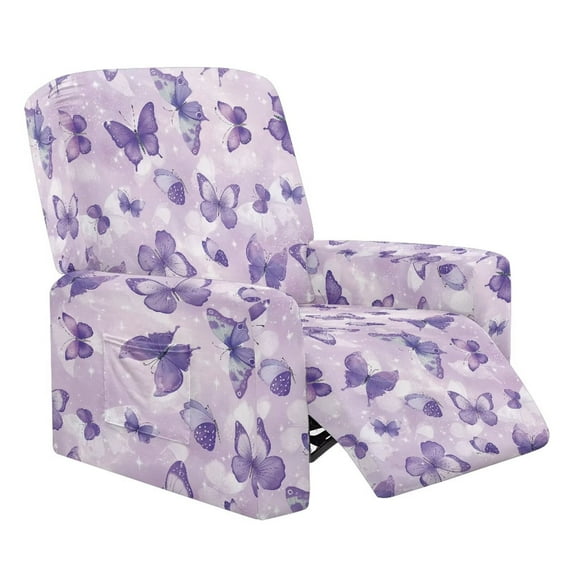 Jiueut Butterfly Glitter Print Recliner Cover, Washable Recliner Chair Covers Breathable Couch Protection for Pet Hair and Spill Protection