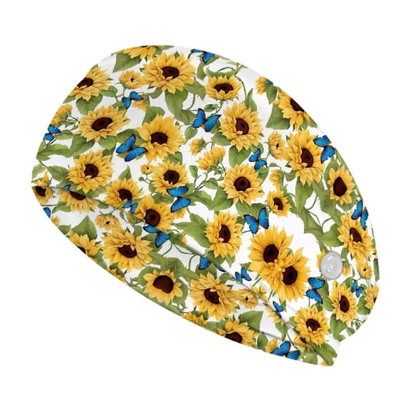 Jiueut Butterfly Sunflower Nurse Button Headband Nurse Headbands with Buttons for Mask Nursing Headbands for Women Non Slip Lightweight Sports Headbands for Teens