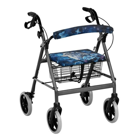 Jiueut Butterfly Wolf Medical Products Rollator Walker Seat & Back Cover for Men 2 Piece Seat and Back Rest Cover for Rollator Walker for Seniors Assistive Vehicle Cover