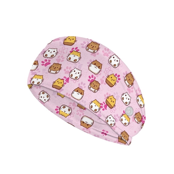 Jiueut Cartoon Cat Nurse Button Headband Elastic Sports Headbands Thick Non-Slip Hair Bands for Women Nurse Headbands with Buttons for Mask Sports Headbands for Teens